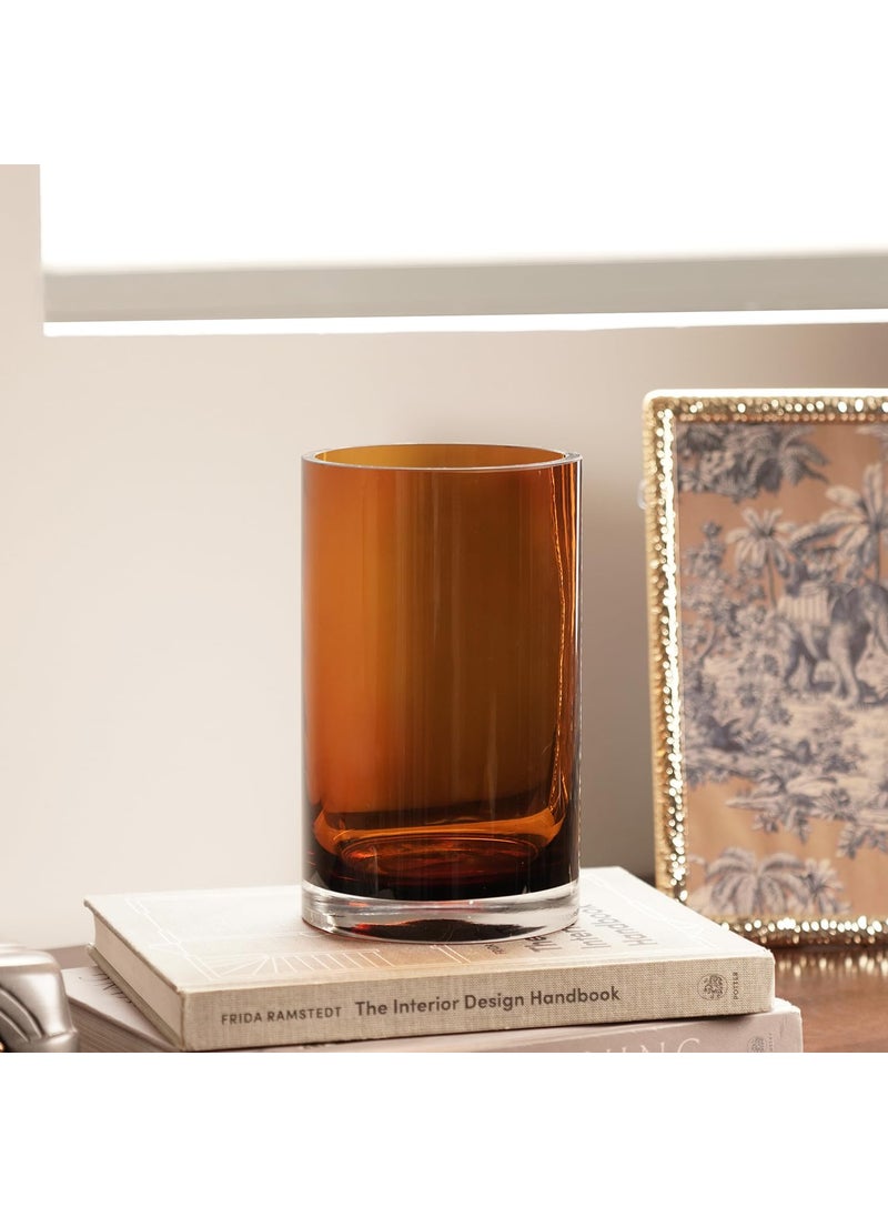 PURE HOME + LIVING Pure Home Living Dark Brown Cylindrical Straight Glass Vase Small  - Image 2