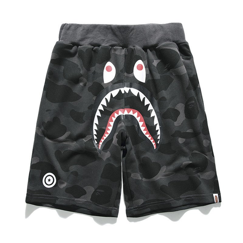 New Japanese-Style Trendy Brand Shark Head Casual Shorts For Men And Women, Youth Fashion Quick-Dry Beach Shorts - Image 1