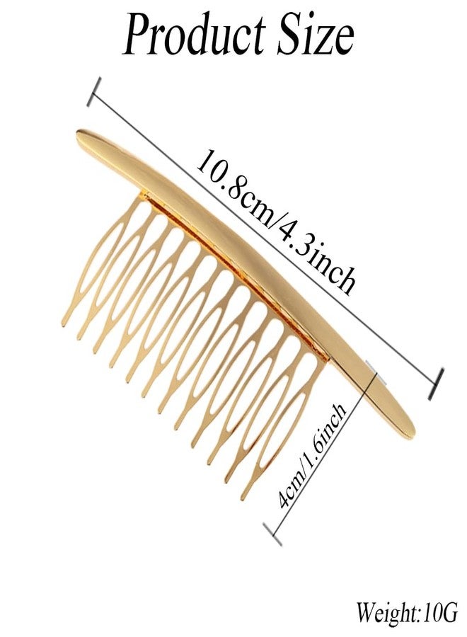 Quupy 2PCS Alloy Hair Comb - Silver & Gold Headwear Side Comb for French Twist - Sparkle Styling Tools & Hair Accessories for Women & Girls - Image 2