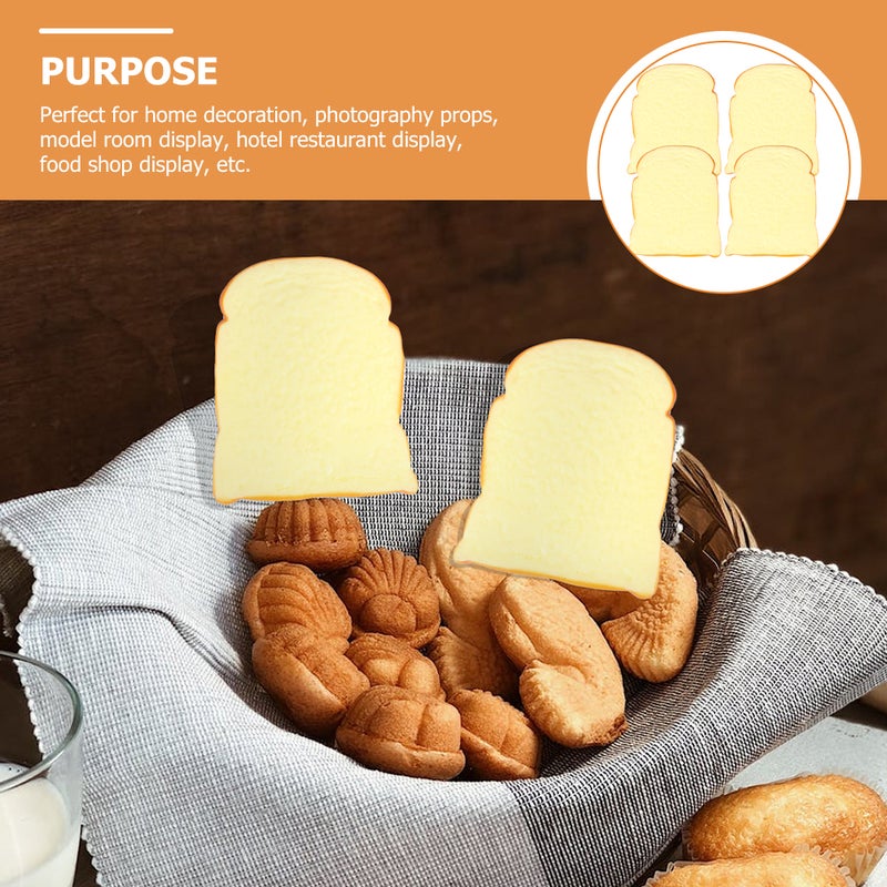 4Pcs Realistic Toast Models Fake Bread Ornaments Simulated Toast Decor Photo Prop - Image 3