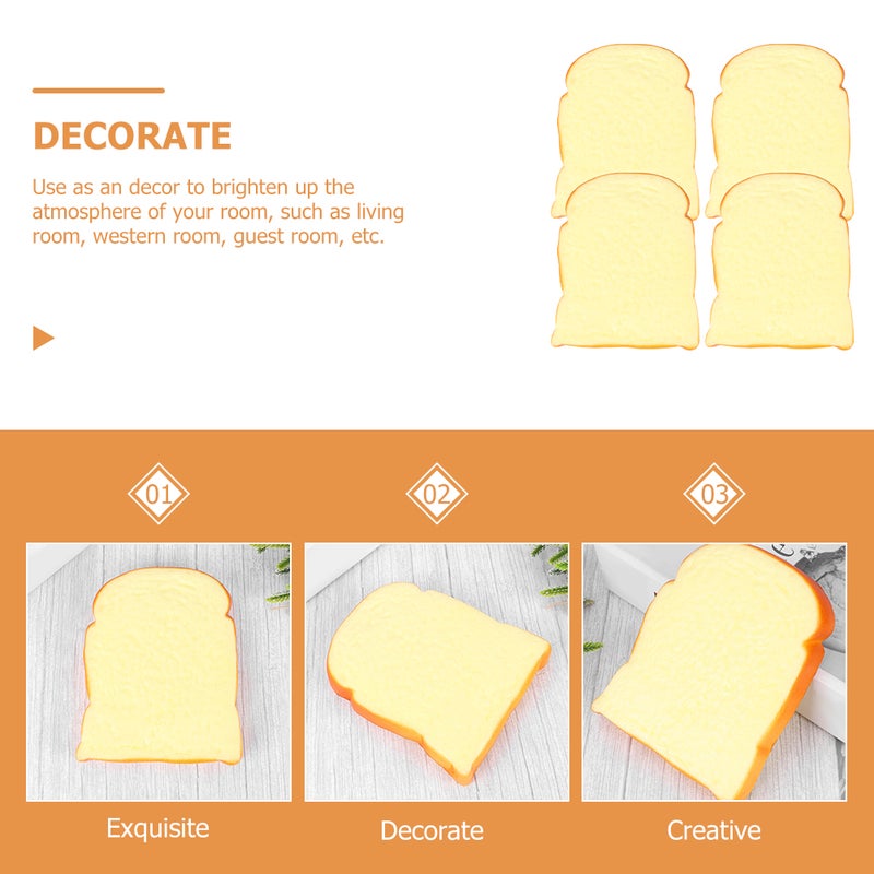 4Pcs Realistic Toast Models Fake Bread Ornaments Simulated Toast Decor Photo Prop - Image 4