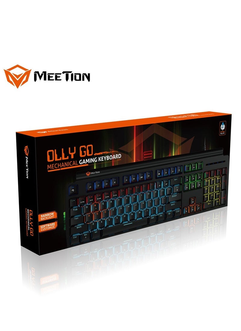 Meetion Meetion MK600 Mechanical Keyboard Anti-ghosting Full keys No. of keys 104/105 Keyboard Type best combination of RGB lights Black Body OS Compatibility Windows XP/Vista/7/8/10  MAC OS X Interface USB  - Image 1