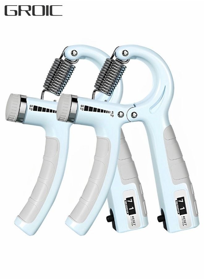GROIC 2 Pack Hand Grip Strengthener, Grip Strength Trainer, Finger Forearm Exerciser with Counter, Adjustable Resistance Forearm Strengthener for Muscle Building and Injury Recovery  - Image 1