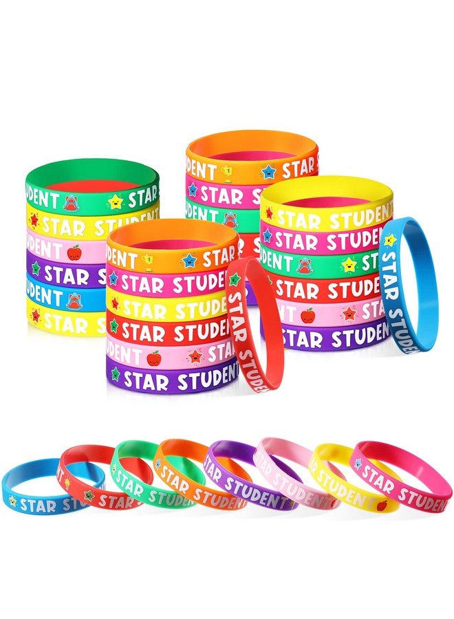 اوريهير أساور Star Student مكونة من 8 ألوان، أساور سيليكون لمكافأة الطلاب، جائزة تقدير المعلم، أساور Star المطاطية للرياضة، لوازم مدرس بديل للمكتب، أنشطة تعليمية للأطفال (40 قطعة) - Image 1