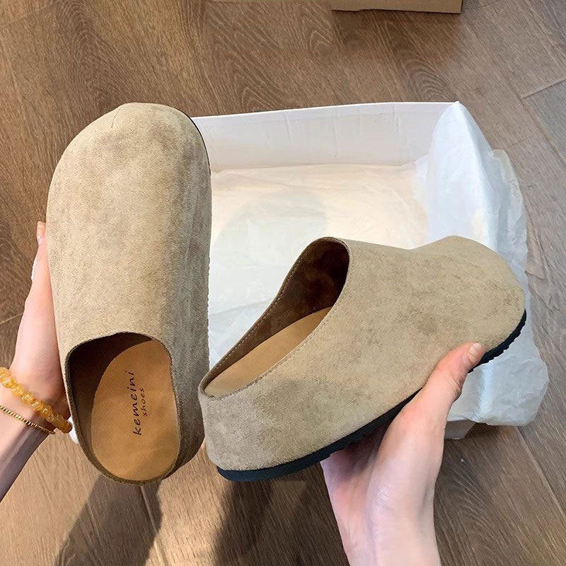 Genuine Leather Baotou Half Slippers Women'S Summer Outfit Lazy Slip-On Heightened Platform-Soled Birkenneth Shoes For Children - Image 5