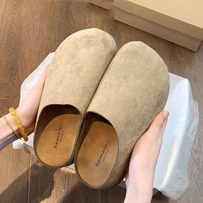 Genuine Leather Baotou Half Slippers Women'S Summer Outfit Lazy Slip-On Heightened Platform-Soled Birkenneth Shoes For Children - Image 3