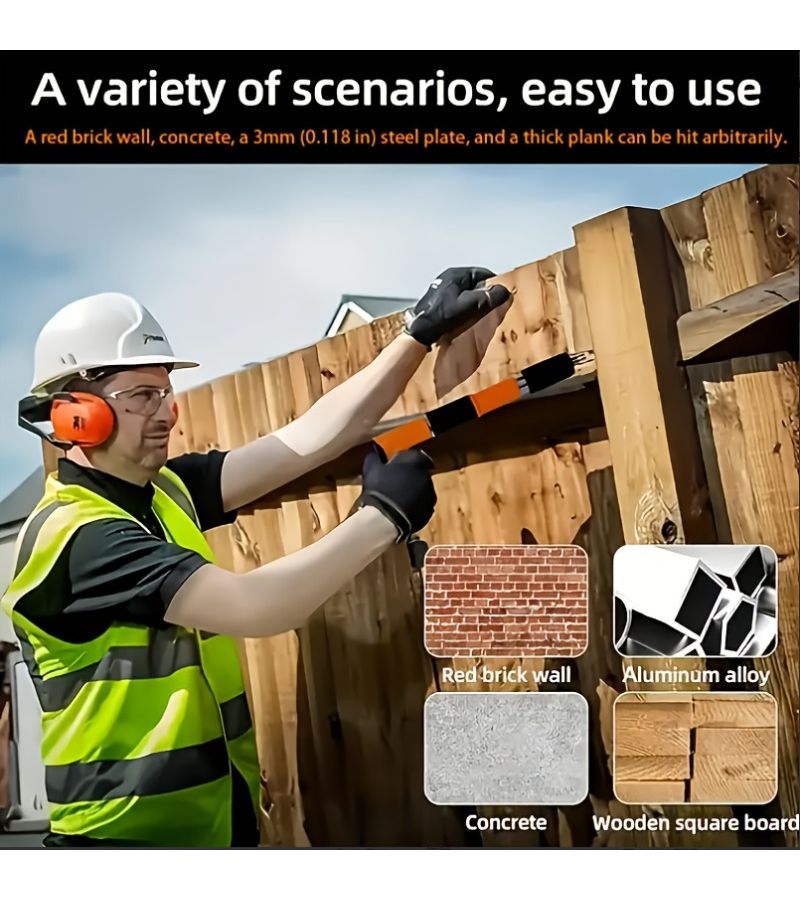 Heavy Duty Silent Manual Nail Gun Orange Super Strong One Second Trigger Second Generation With Handle Suitable For Concrete Wood Drywall Renovation Compatible With Nails Plugs And Pointed Tips - Image 4