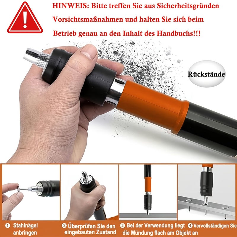 Heavy Duty Silent Manual Nail Gun Orange Super Strong One Second Trigger Second Generation With Handle Suitable For Concrete Wood Drywall Renovation Compatible With Nails Plugs And Pointed Tips - Image 5