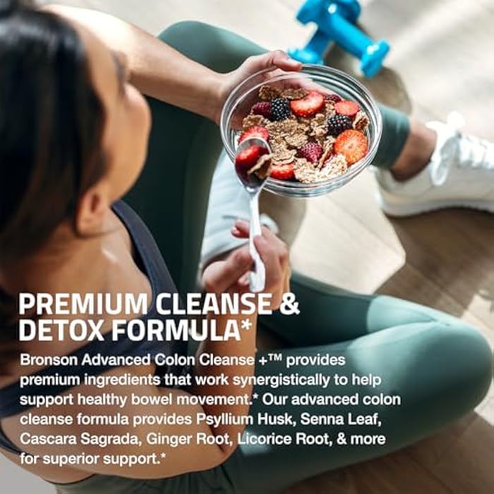 Bronson Advanced Colon Cleanse Premium 14 Day Cleanse & Detox Formula with Psyllium Husk, Senna Leaf, Cascara Sagrada, Ginger Root, Licorice Root & More, Non-GMO, 28 Capsules - Image 4