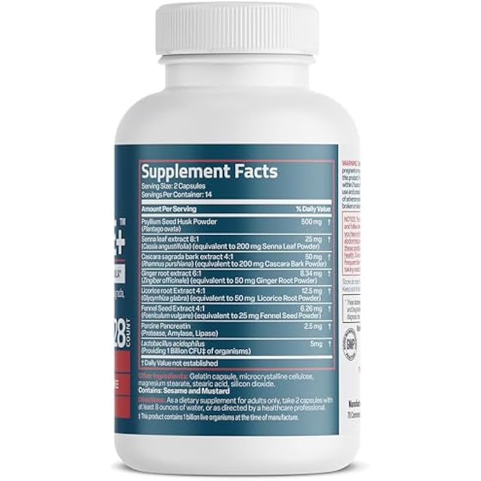 Bronson Advanced Colon Cleanse Premium 14 Day Cleanse & Detox Formula with Psyllium Husk, Senna Leaf, Cascara Sagrada, Ginger Root, Licorice Root & More, Non-GMO, 28 Capsules - Image 2