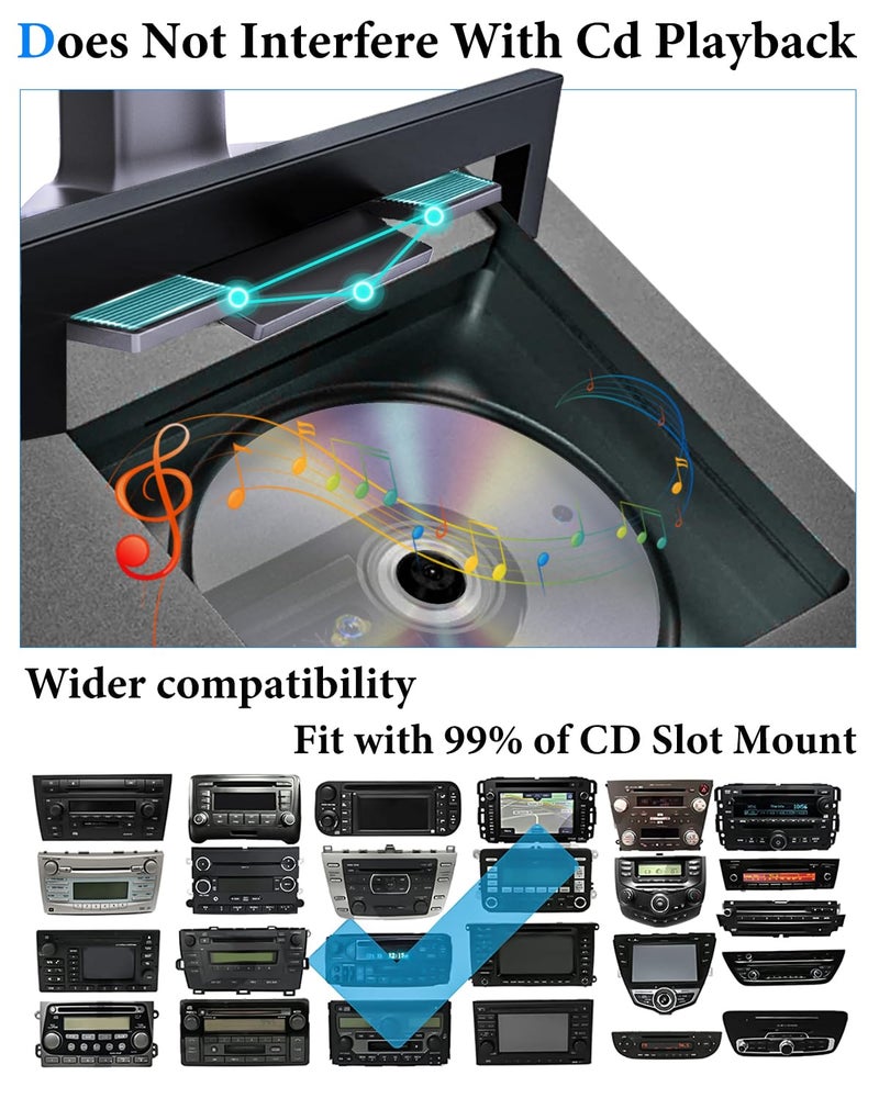 LYFICCS Car CD Tablet Mount Universal Vehicle CD Slot Holder for iPad 4-12.9'' Pro/Air/Mini, iPhone 15/14/ 13/12/ Kindle Fire HD, Galaxy and More 4-12.9'' Tablet Phone - Image 4