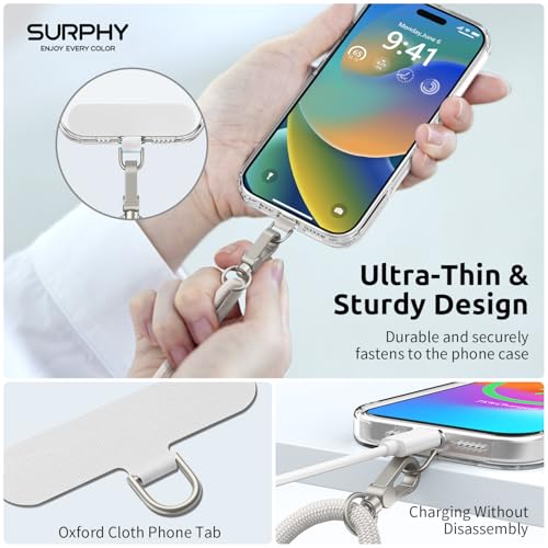 SURPHY Phone Lanyard, Adjustable Phone Strap Crossbody with 2 Pack Cell Phone Tether Tab, Premium Metal Buckles, Skin-Friendly, Universal Cell Phone Lanyard Crossbody for Women and Men, Stone - Image 4