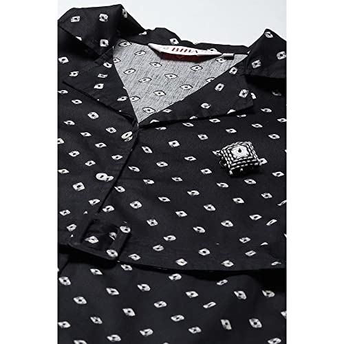 BIBA Cotton Collar Neck Womens Kurta Sharara Set (BLACK, 34) - Image 5