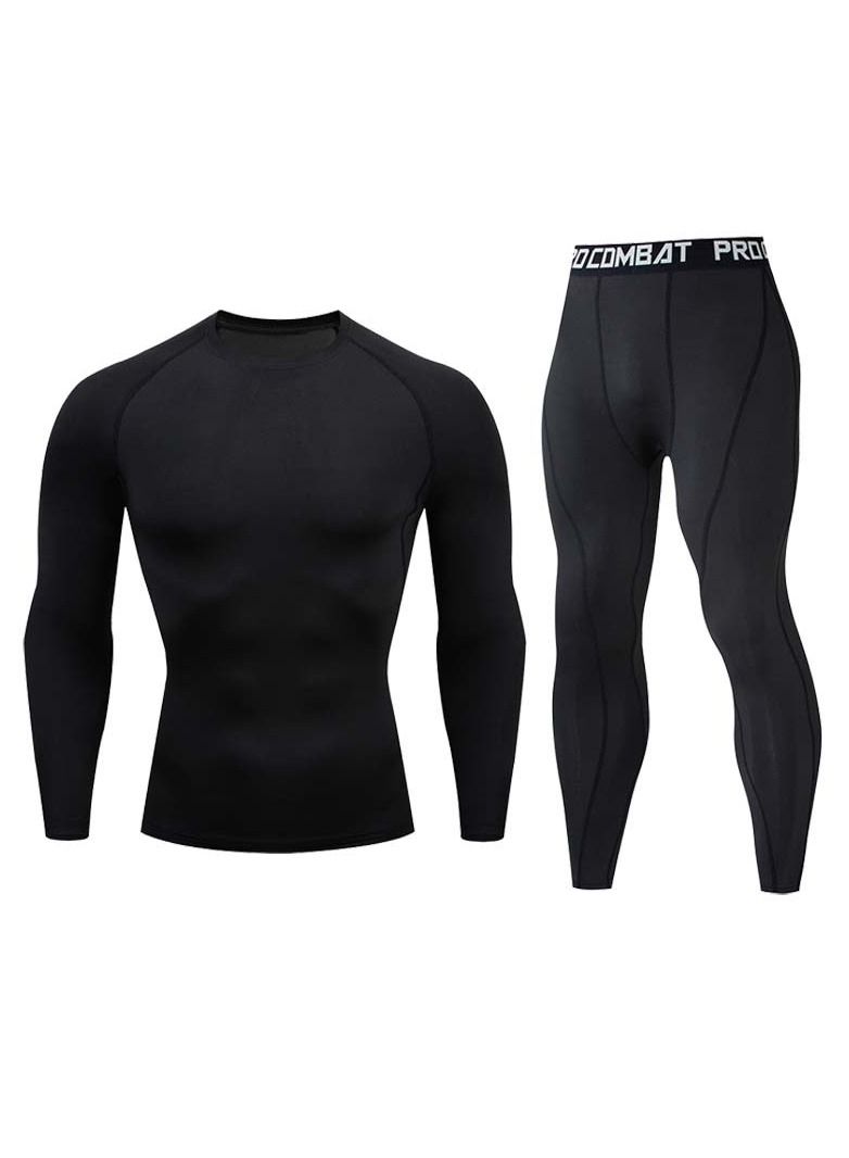 Generic Sports Fitness Long Sleeves Compression T-Shirt And Pants Set White  - Image 1
