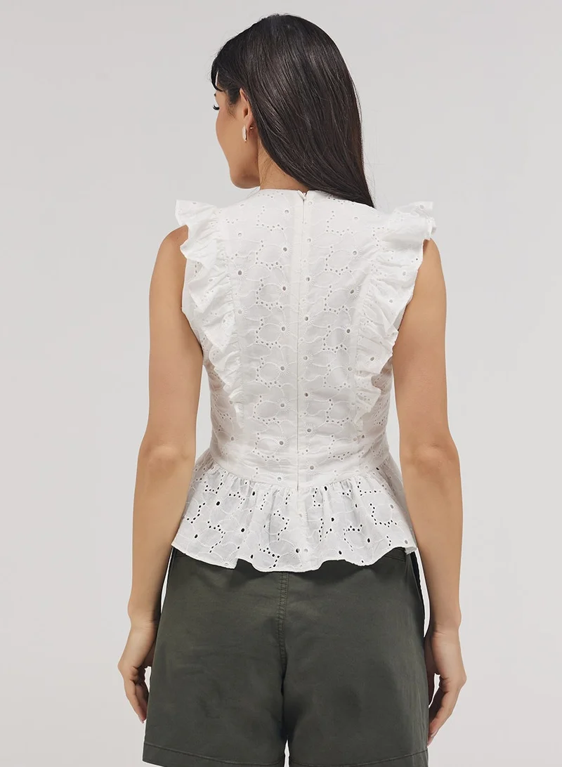 Zigzag Side Detailed Petite Peplum Top