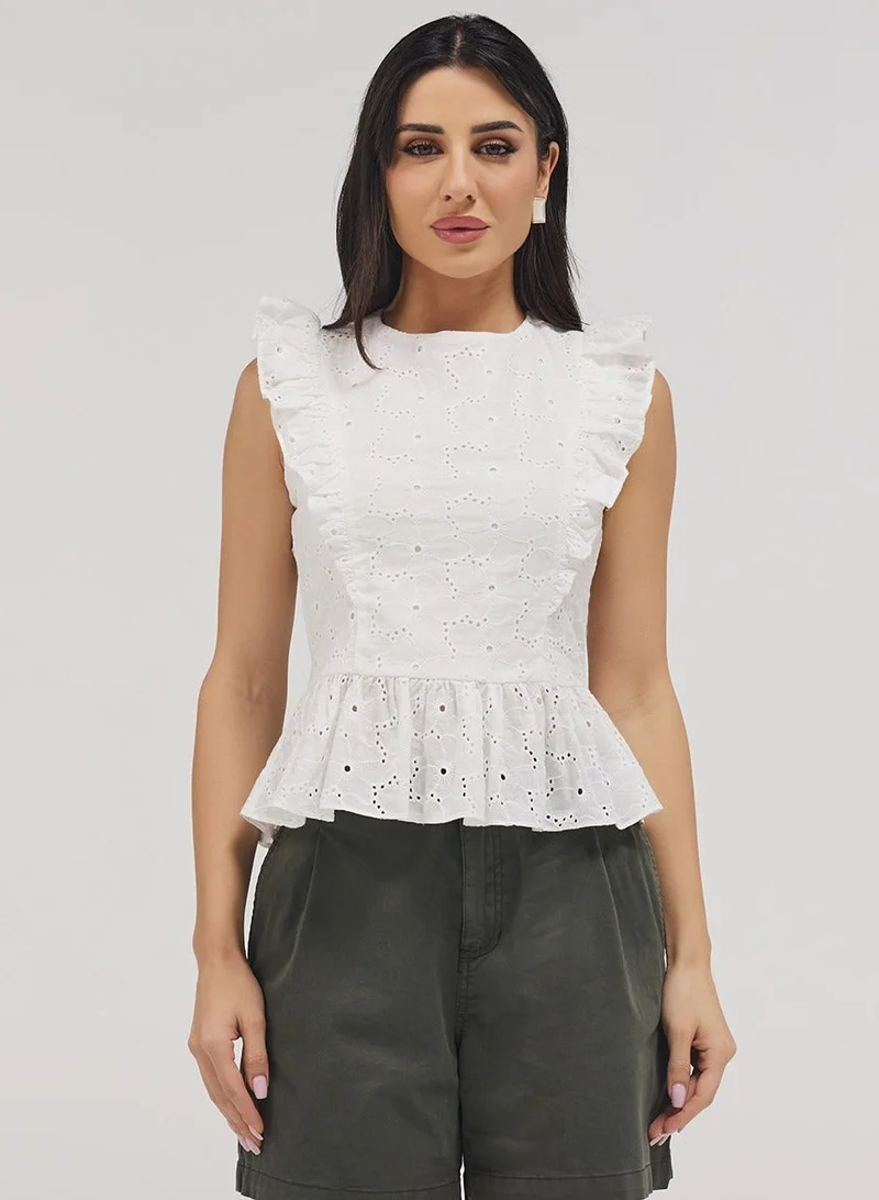 Zigzag Side Detailed Petite Peplum Top
