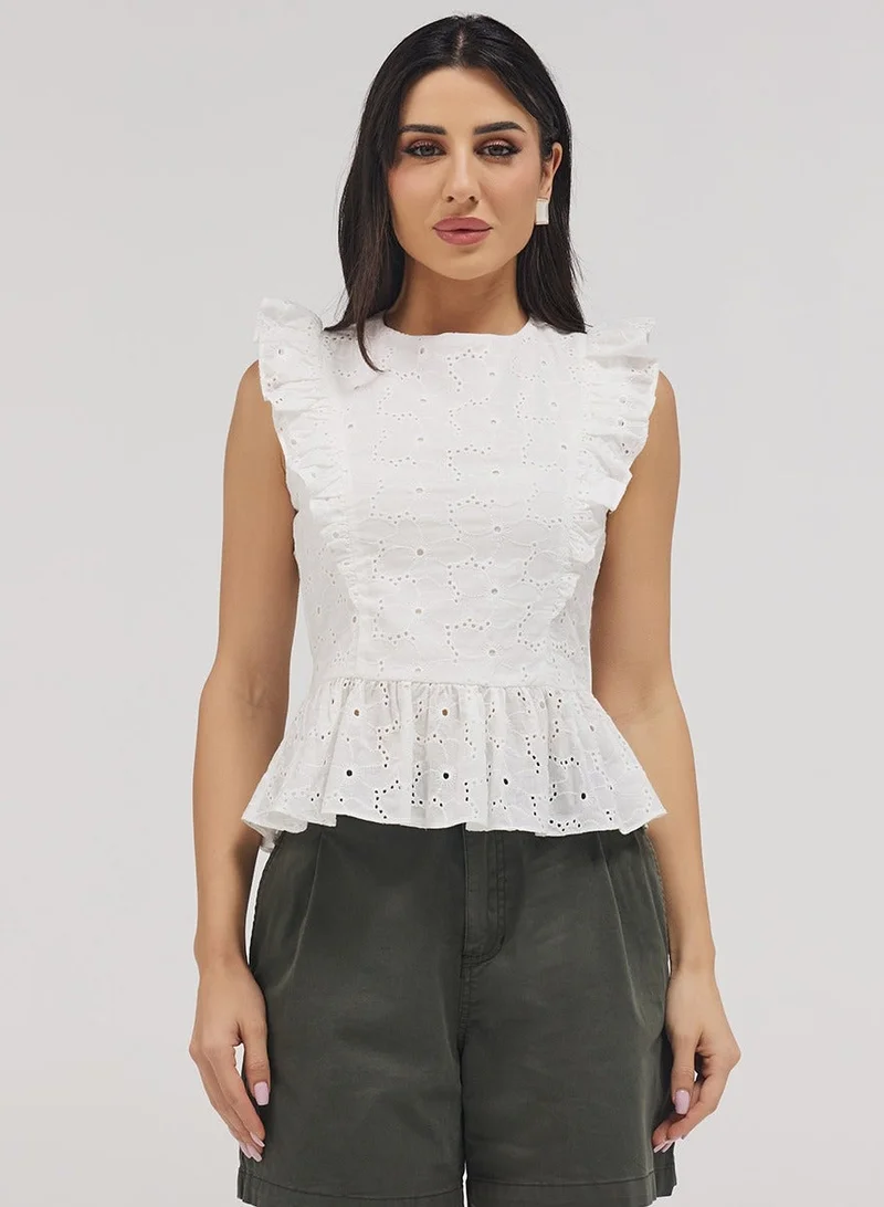 Zigzag Side Detailed Petite Peplum Top