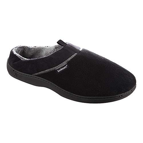 Isotoner Men's Classic Microterry Slippers - Cooling Gel-Infused Memory Foam, Indoor/Outdoor Soles, Machine Washable, Microterry Black, 13-14 - Image 2