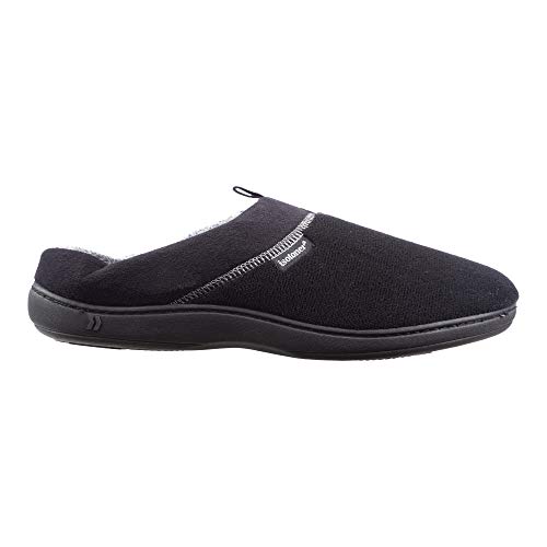 Isotoner Men's Classic Microterry Slippers - Cooling Gel-Infused Memory Foam, Indoor/Outdoor Soles, Machine Washable, Microterry Black, 13-14 - Image 1