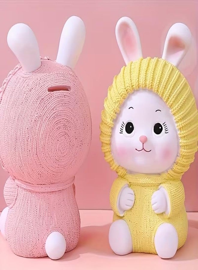 Sajani Cute Cartoon Portable Piggy Bank, Creative Coin Bank for Boys and Girls, Decorative Money Saving Box for Birthday Present, Best Return Gifts for Kids (Pack of 1) (Yellow - Rabbit) - Image 2