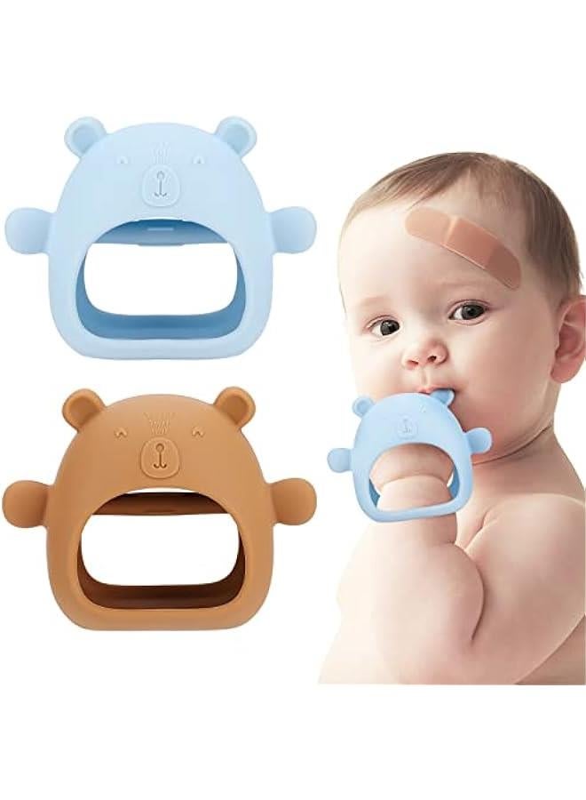 MOXO Teething Toys for Babies 2  Silic Baby Teether BPA Free Teething Ring Teething Mitten for Babies 6 Months Above Bear Teething Bracelet Baby Chew Toys for Soothing  - Image 1