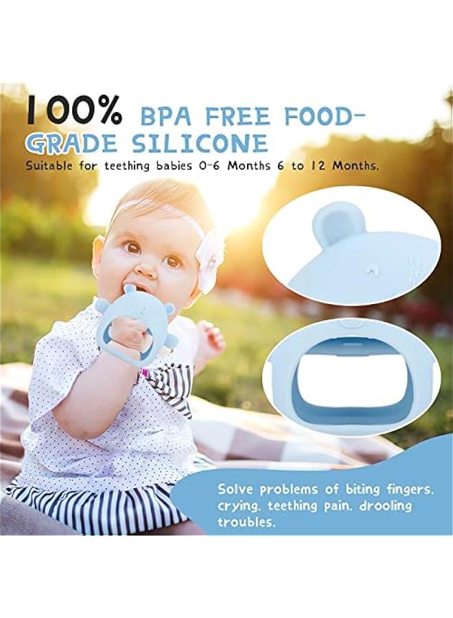 MOXO Teething Toys for Babies 2  Silic Baby Teether BPA Free Teething Ring Teething Mitten for Babies 6 Months Above Bear Teething Bracelet Baby Chew Toys for Soothing  - Image 3