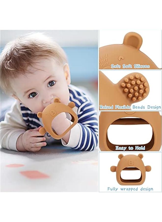 MOXO Teething Toys for Babies 2  Silic Baby Teether BPA Free Teething Ring Teething Mitten for Babies 6 Months Above Bear Teething Bracelet Baby Chew Toys for Soothing  - Image 4