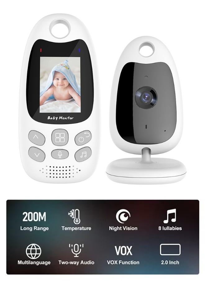Baby Monitor - 2 Way Talk Video Baby Monitor With Camera, 2.0 Inch LCD Screen, Night Vision, Temperature Monitoring, For Baby Sleeping Status - Image 1
