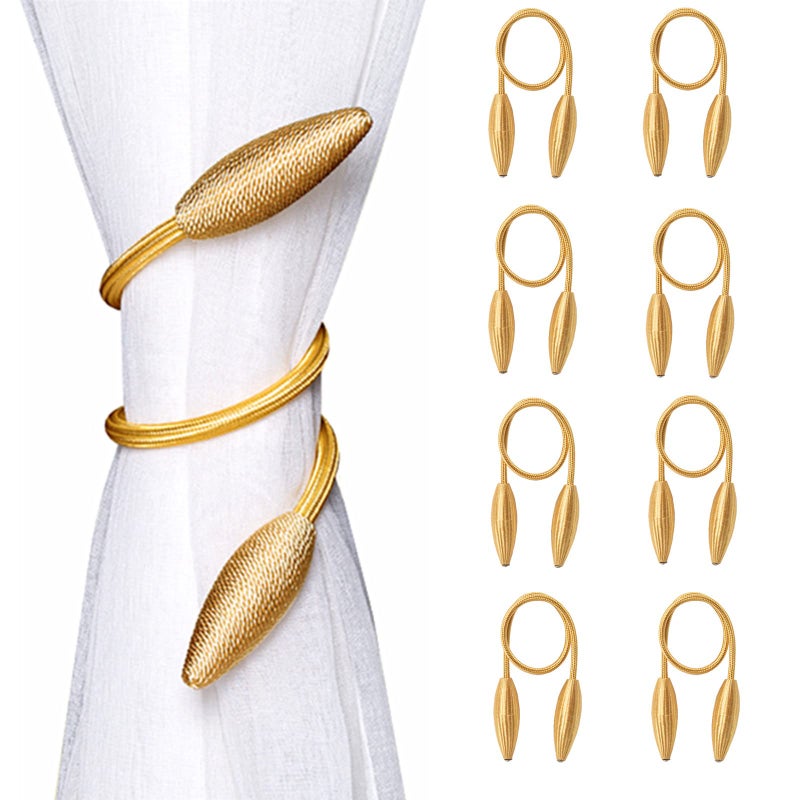 SWTOOL 8-Pack Gold Curtain Holdbacks Decorative Window Drape Twist Curtains Tiebacks Random Modelling Curtain Holders - Image 1