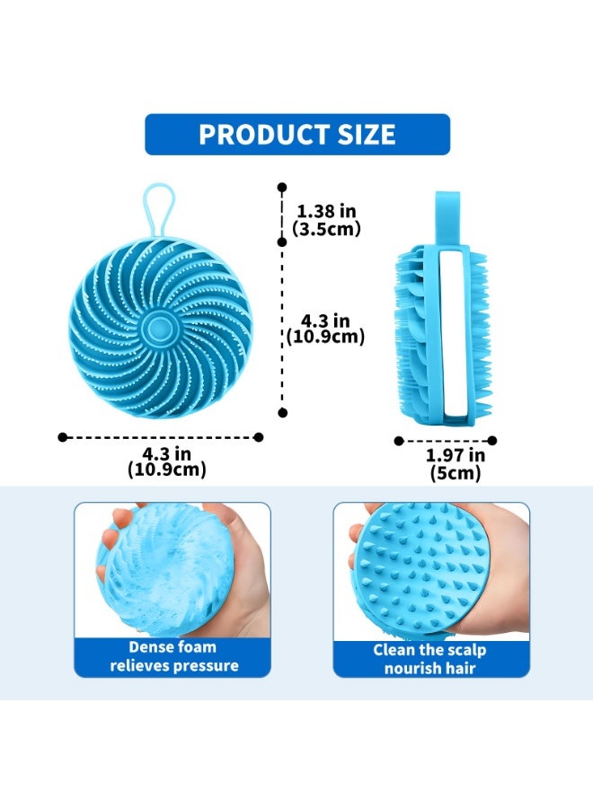 2 in 1 Silicone Body Scrubber Shampoo Brush, Exfoliating Shower Bath Scrubber, Scalp Massager, Soft Silicone Loofah for Sensitive Skin, Rapid Foaming, Easy to Clean, blue - Image 2