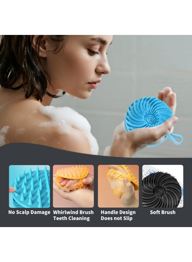 2 in 1 Silicone Body Scrubber Shampoo Brush, Exfoliating Shower Bath Scrubber, Scalp Massager, Soft Silicone Loofah for Sensitive Skin, Rapid Foaming, Easy to Clean, blue - Image 5