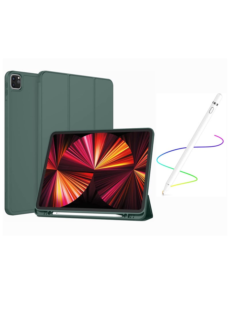 DUSALA Case for iPad Pro 11 Inch 2022 4th Gen 20213rd Gen 2020 2nd Gen with Pencil Holder Trifold Stand Case with Soft TPU Back Cover Auto Sleep Wake With Active Stylus Pen - Image 1