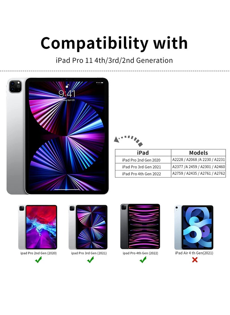 DUSALA Case for iPad Pro 11 Inch 2022 4th Gen 20213rd Gen 2020 2nd Gen with Pencil Holder Trifold Stand Case with Soft TPU Back Cover Auto Sleep Wake With Active Stylus Pen - Image 2