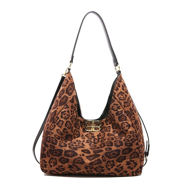 Shoulder Bag Women'S Large Capacity Casual Texted Leopard Print Tote Bag Fashionable All-Match Western Style Crossbody Bag - Image 2