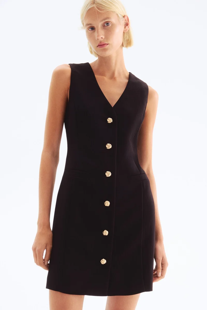 اتش اند ام فستان بأزرار أمامية