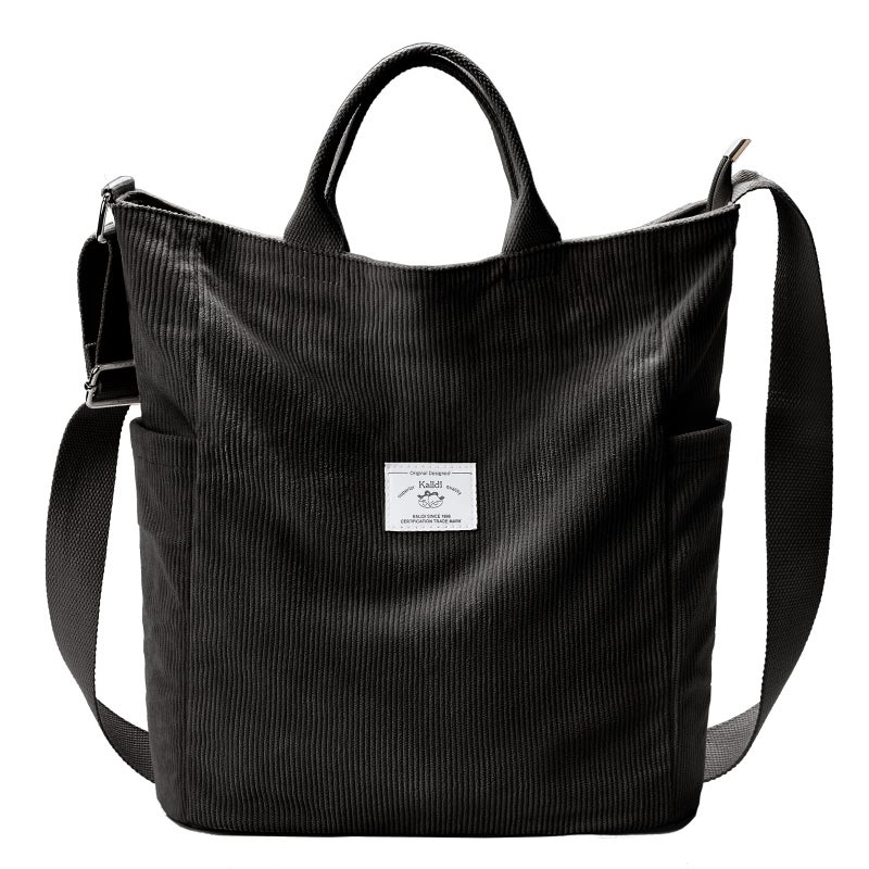 KALIDI Corduroy Tote Bag Large Messenger Bag Shoulder Hobo Anti Splash Crossbody Zipper Bag Casual Work Shopping Women