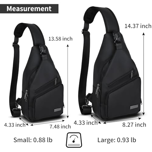 AMJ Crossbody Sling Bag Men Women Casual Shoulder Backpack Chest Daypack Satchel for Hiking Travel Black Leath Large - Image 3