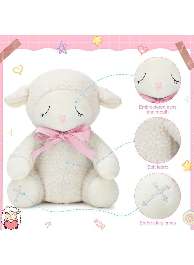 Haull 5 Pcs Christening Baptism Gifts Charms for Girls Granddaughter/Daughter Include 8.5 Inch Plush Lamb Toy Doll Pray Card with Gift Box Baptism Pearls Bracelet with Keepsake Box for Baby Shower - Image 4