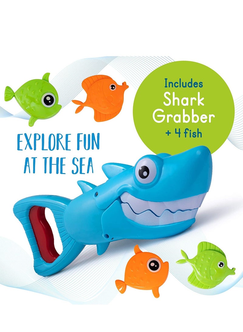 KASTWAVE - Bath Toys Fun Baby Bathtub Toy Shark Bath Toy for Toddlers Boys Girls Shark Grabber with 4 Toy Fish Included (Shark Grabber) - Image 1