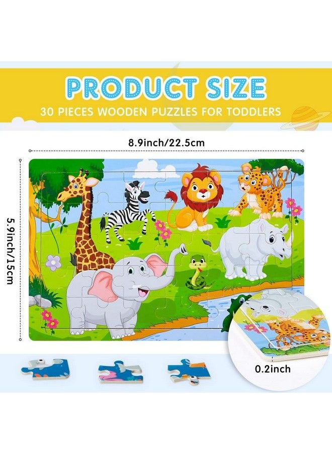 Zhanmai - 12 Pack Puzzles For Kids Ages 3 8 Toddler Wooden Jigsaw Puzzles 30 Pieces Children Puzzles Educational Learning Puzzles Toys For Kids Girls And Boys Party Favor - Image 1