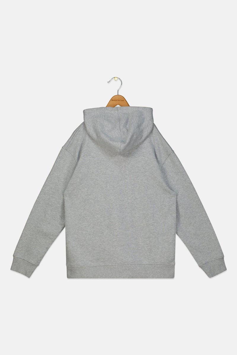 Reebok هودي بأكمام طويلة للأطفال الأولاد بشعار العلامة التجارية، رمادي - Image 2