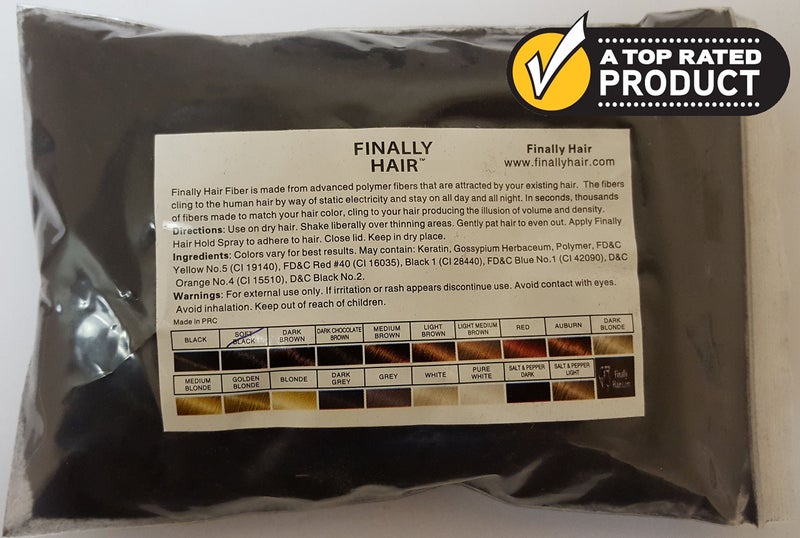 Finally Hair Premium Hair Fibers Refill Bag  56 Grams of Hair Loss Concealer for Soft Black