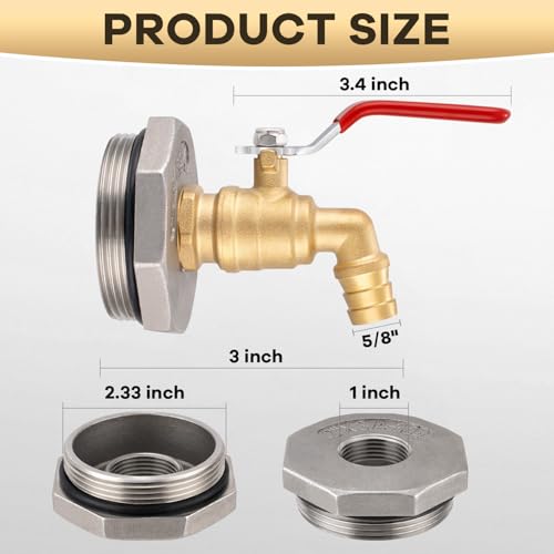 windblowgrass Drum Faucet for 55 Gallon Drum, 2 Inch Brass Barrel Faucet, Drum Spigot with 4 EPDM Gasket and 1 Teflon Tape, No Leaking, for Water, Diesel, Gasoline, Other Liquids - Image 2