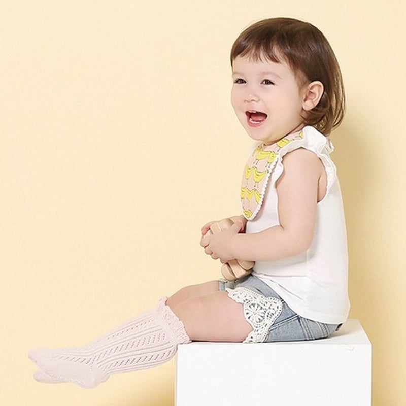 ACTLATI Baby Girls Knee High Socks Hollow Out Anti-skid Knitting Stockings Suitable for 0-2 Years Infants Toddlers - Image 5