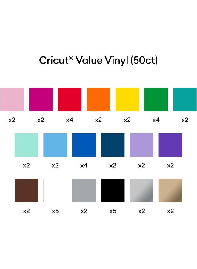 Cricut Value Vinyl Rainbow Sampler - 50 Sheets of 12x12 Inch Permanent Vinyl - Image 2