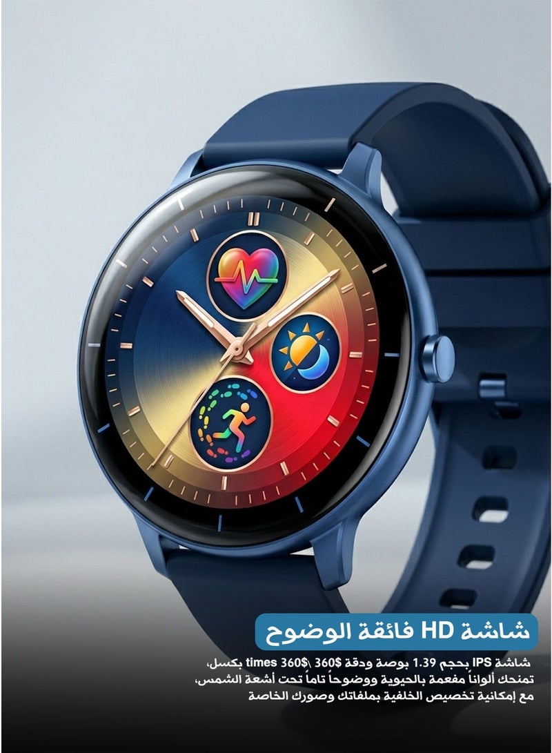 Aolon GTR Mini Smartwatch 1.39" HD Display – Bluetooth Calling, Heart Rate & Blood Pressure Monitor, 115 Sports Modes, IP67 Waterproof Fitness Tracker with Voice Assistant for Men & Women (2024 Model) - Image 2