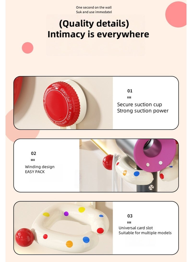 Hair dryer storage rack,  suction cup storage rack, non perforated wall mounted hair dryer rack（red) - Image 5