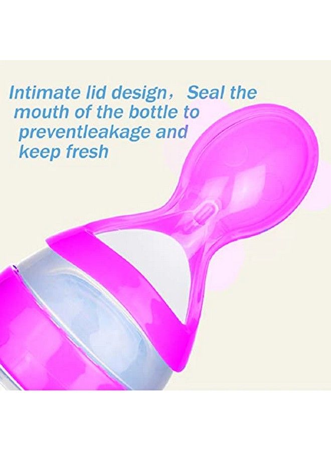 Tinny Tots 90Ml Silicone Squeeze Style Rice Cereal Bottle Squeeze Feeder With A Spoon Newborn Toddler Infant Food Supplement (Pink) - Image 5