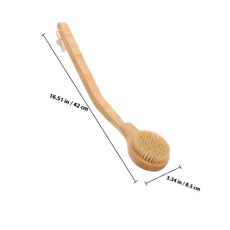 Natural Boar Bristle Bath Brush Detachable Handle Round Head Back Scrubber for Elderly - Image 3
