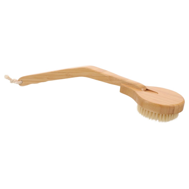 Natural Boar Bristle Bath Brush Detachable Handle Round Head Back Scrubber for Elderly - Image 2
